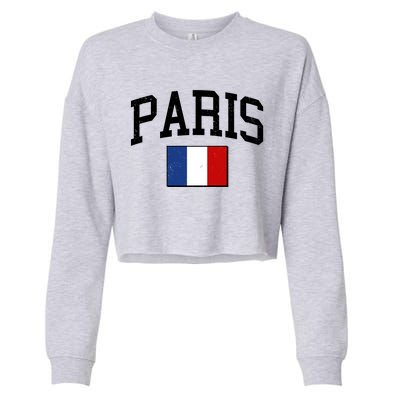 Sporty Paris France Flag Logo Sports Fan Cropped Pullover Crew