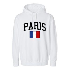 Sporty Paris France Flag Logo Sports Fan Garment-Dyed Fleece Hoodie