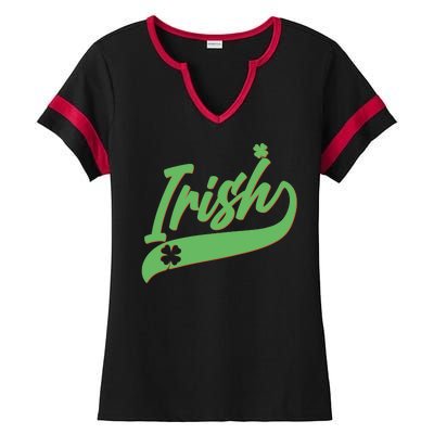 Sporty St. Patrick's Day Irish Logo Ladies Halftime Notch Neck Tee