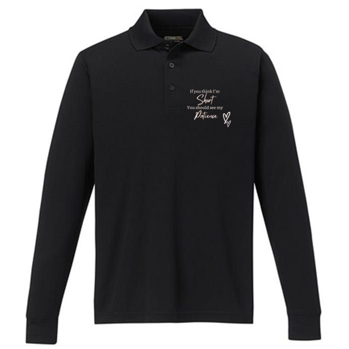 Short People Patience Performance Long Sleeve Polo