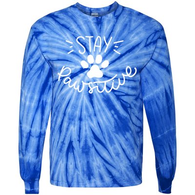 Stay Pawsitive (Positive) Gift Tie-Dye Long Sleeve Shirt