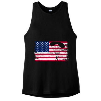 Sky Paraglider Paramotor Paragliding American Flag Skydiving Gift Ladies PosiCharge Tri-Blend Wicking Tank