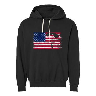 Sky Paraglider Paramotor Paragliding American Flag Skydiving Gift Garment-Dyed Fleece Hoodie