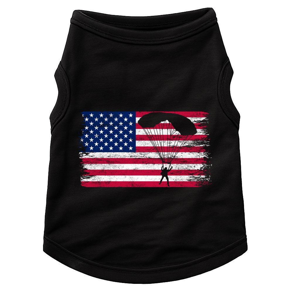 Sky Paraglider Paramotor Paragliding American Flag Skydiving Gift Doggie Tank