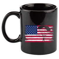 Sky Paraglider Paramotor Paragliding American Flag Skydiving Gift 11oz C Handle Ceramic Mug