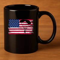 Sky Paraglider Paramotor Paragliding American Flag Skydiving Gift 11oz C Handle Ceramic Mug
