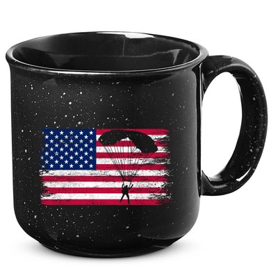 Sky Paraglider Paramotor Paragliding American Flag Skydiving Gift 15oz Campfire Ceramic Mug