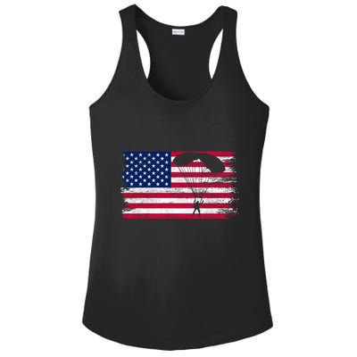 Sky Paraglider Paramotor Paragliding American Flag Skydiving Gift Ladies PosiCharge Competitor Racerback Tank