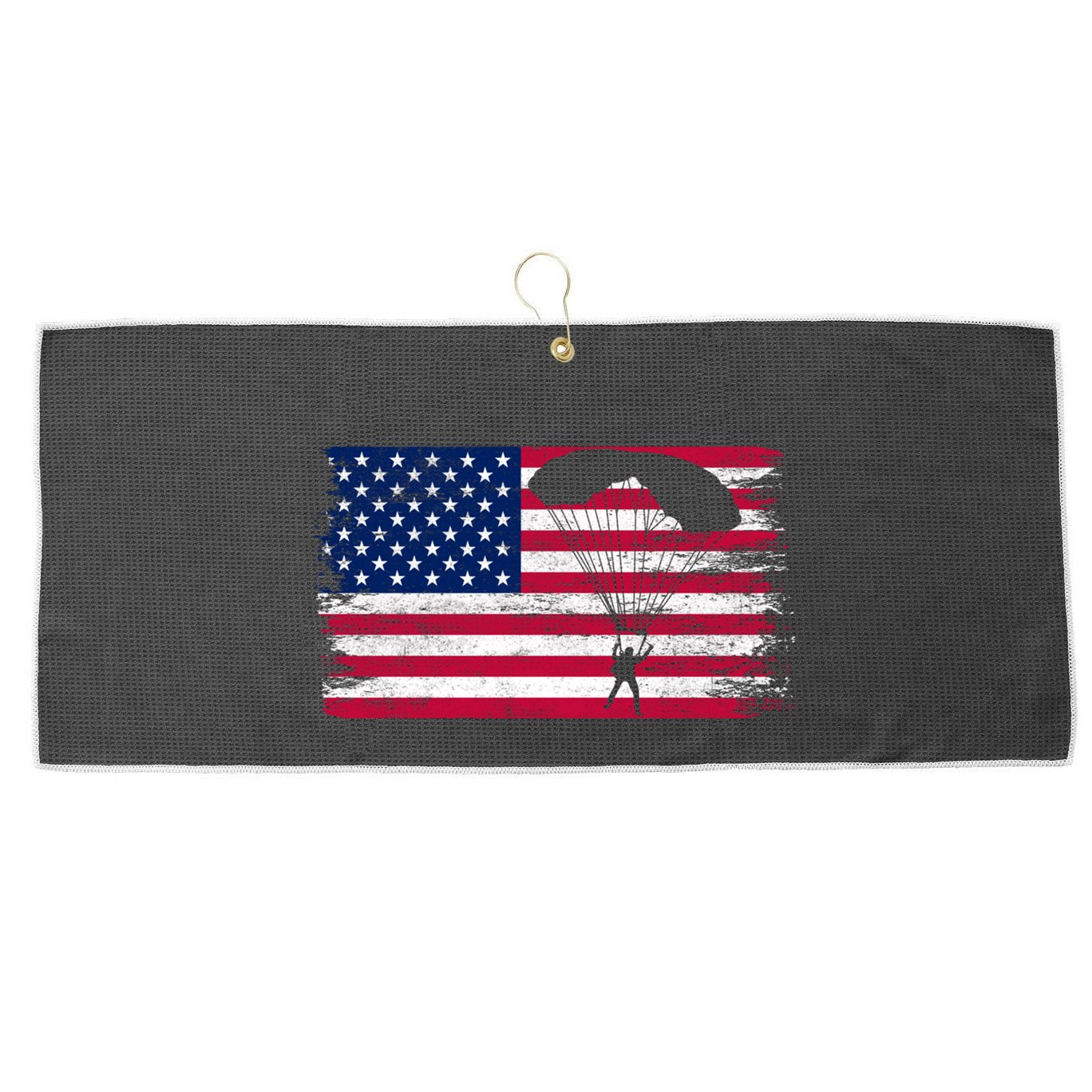 Sky Paraglider Paramotor Paragliding American Flag Skydiving Gift Large Microfiber Waffle Golf Towel