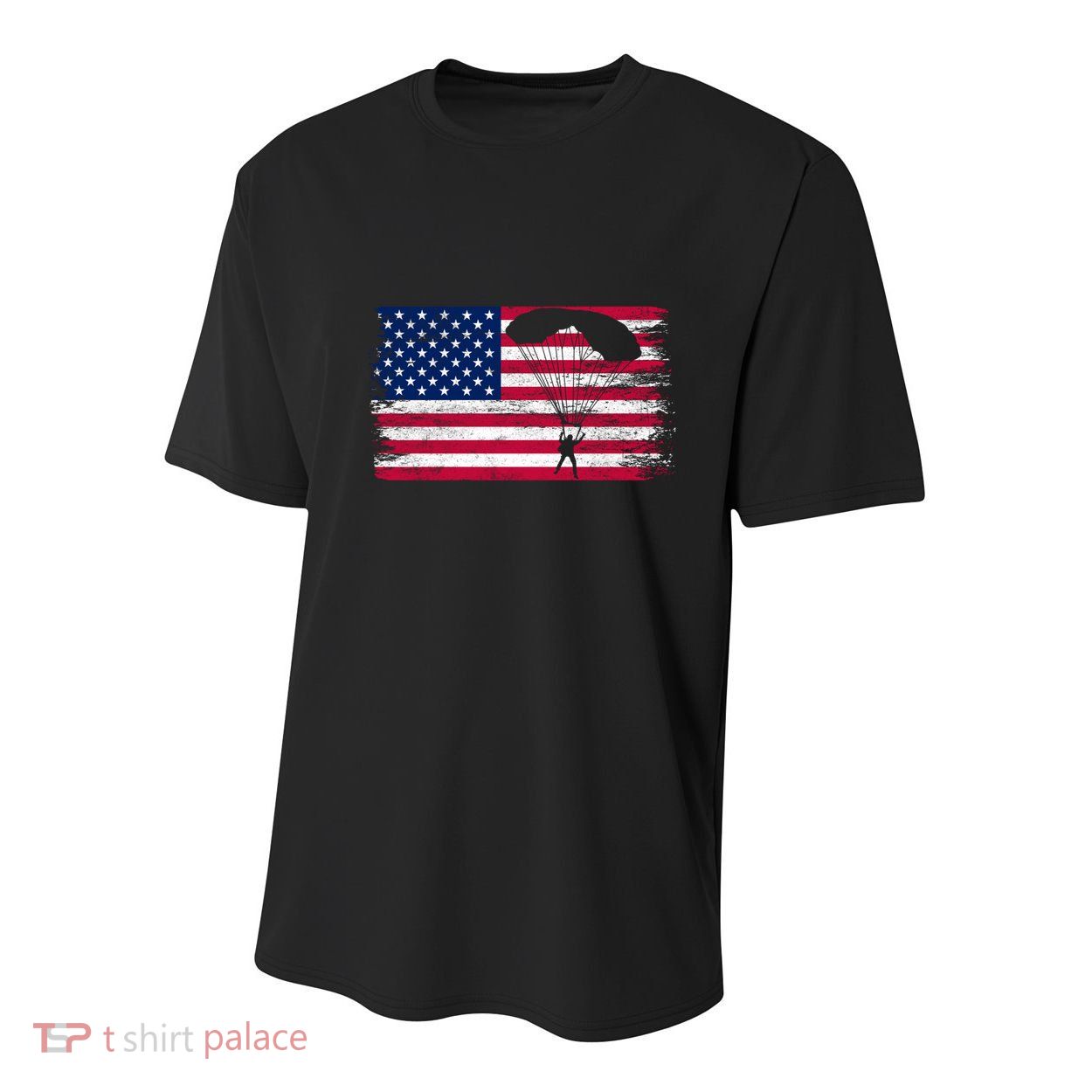 Sky Paraglider Paramotor Paragliding American Flag Skydiving Gift Youth Performance Sprint T-Shirt