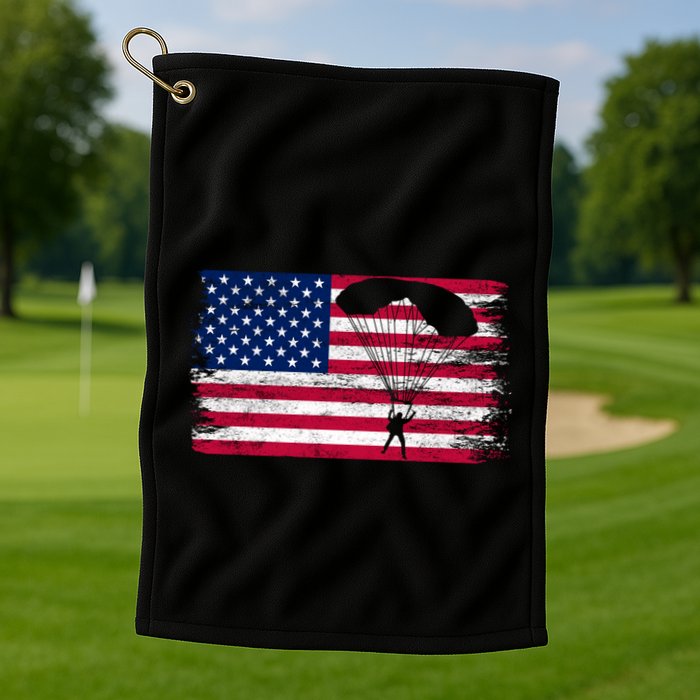 Sky Paraglider Paramotor Paragliding American Flag Skydiving Gift Golf Towel