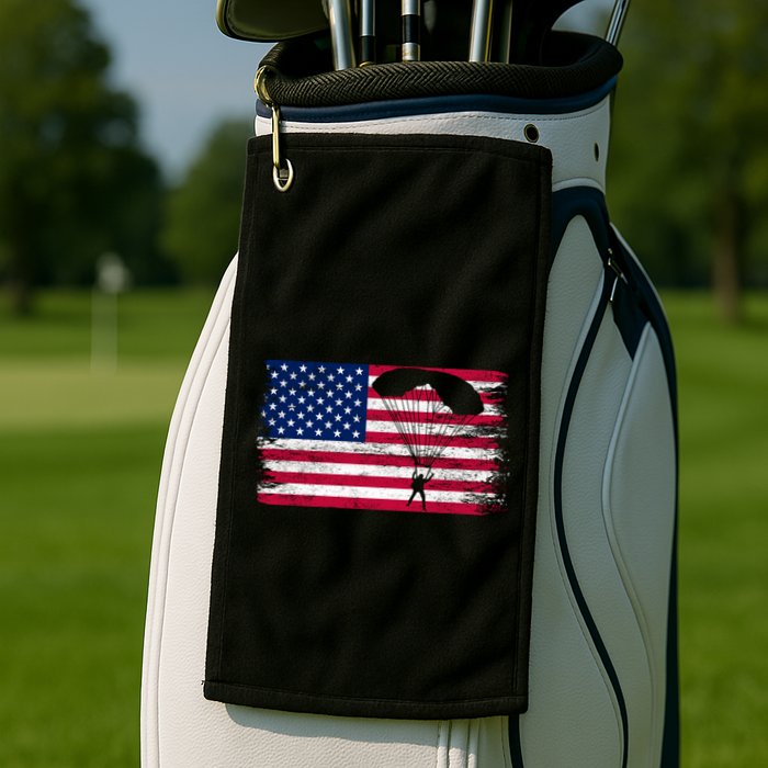 Sky Paraglider Paramotor Paragliding American Flag Skydiving Gift Golf Towel