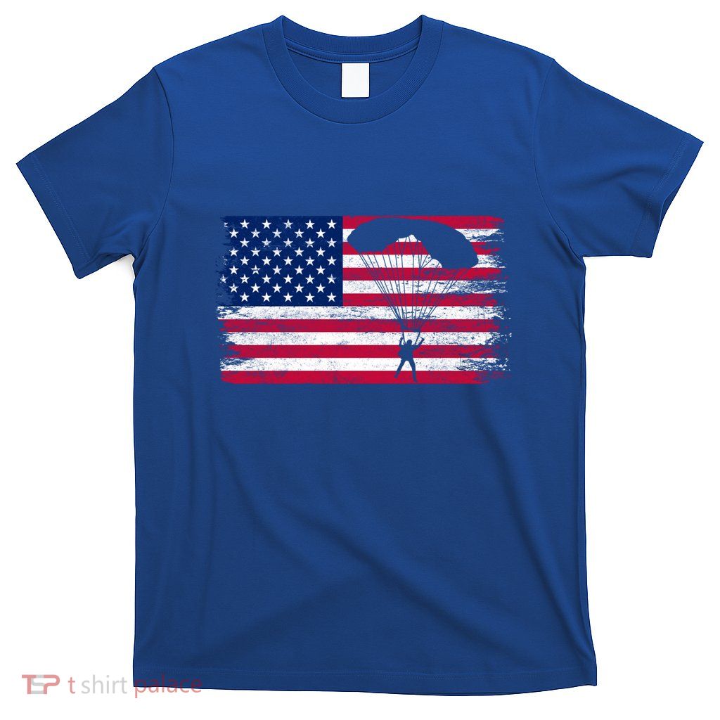 Sky Paraglider Paramotor Paragliding American Flag Skydiving Gift T-Shirt