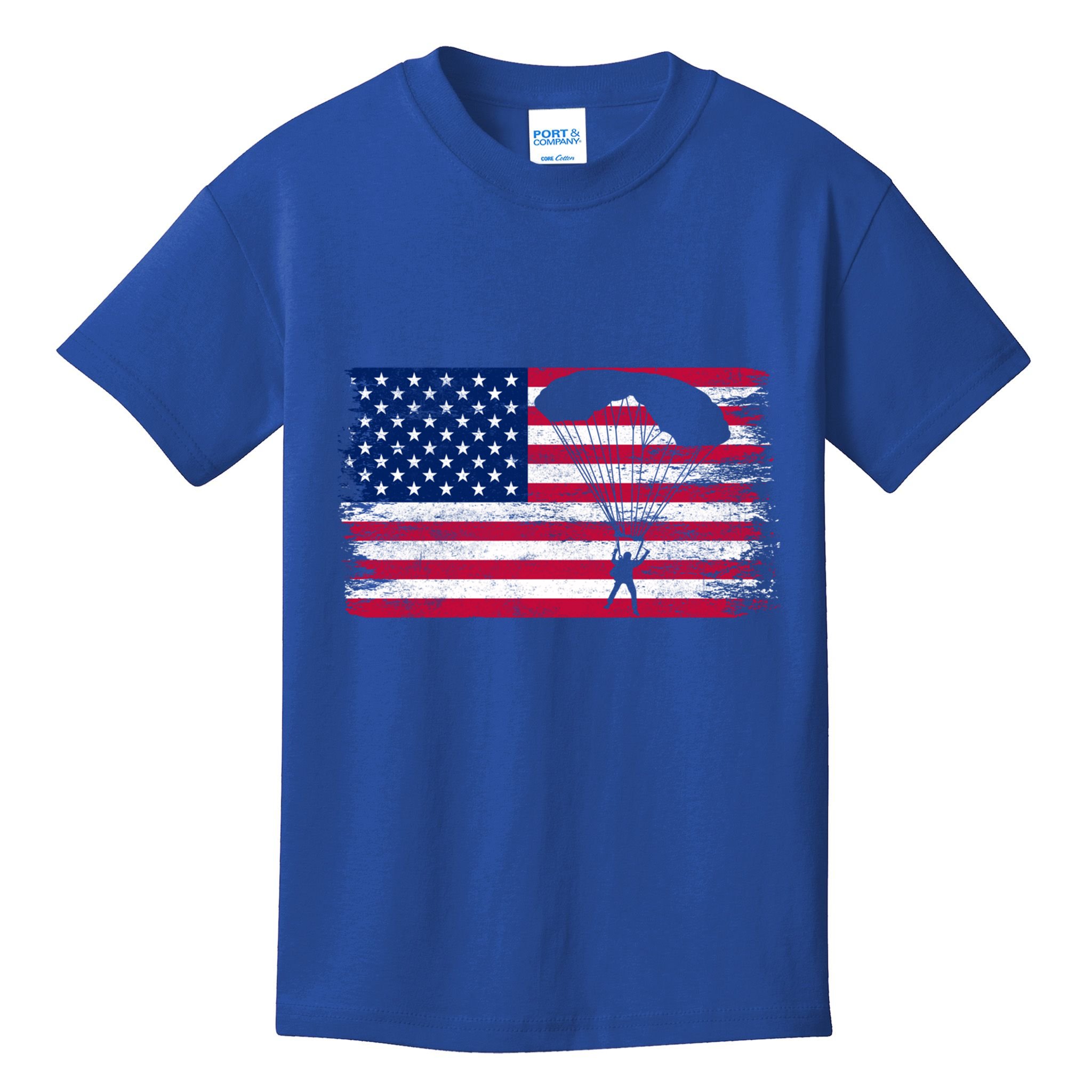Sky Paraglider Paramotor Paragliding American Flag Skydiving Gift Kids T-Shirt