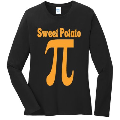 Sweet Potato Pie Math Pun Pi Day Joke Ladies Long Sleeve Shirt