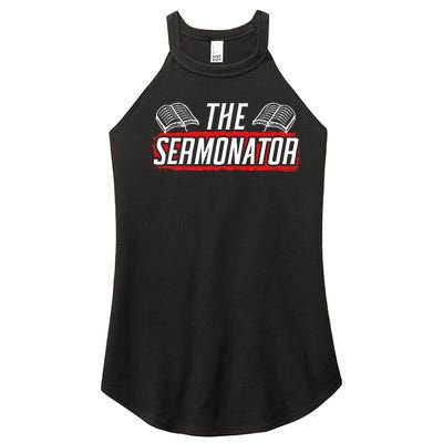 Sermonator Pastor Preacher Christian Believer Religious Women’s Perfect Tri Rocker Tank