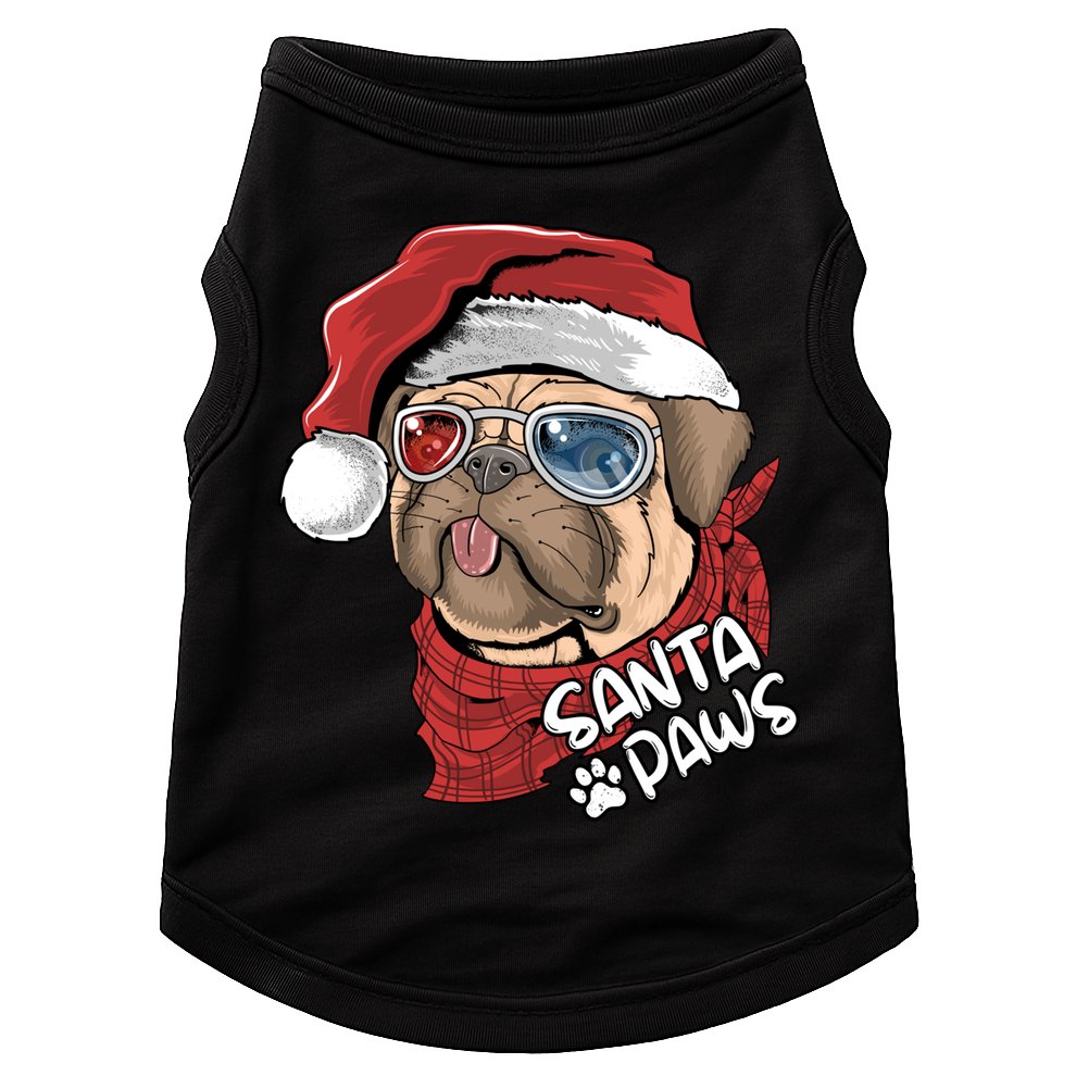Santa Paws Pug Christmas Tee Kids Boys Xmas Funny Gift Pugmas Gift Doggie Tank