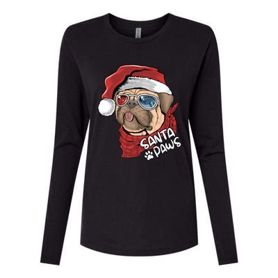 Santa Paws Pug Christmas Tee Kids Boys Xmas Funny Gift Pugmas Gift Womens Cotton Relaxed Long Sleeve T-Shirt