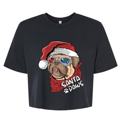 Santa Paws Pug Christmas Tee Kids Boys Xmas Funny Gift Pugmas Gift Bella+Canvas Jersey Crop Tee