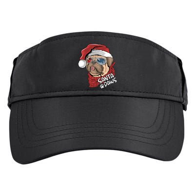 Santa Paws Pug Christmas Tee Kids Boys Xmas Funny Gift Pugmas Gift Adult Drive Performance Visor