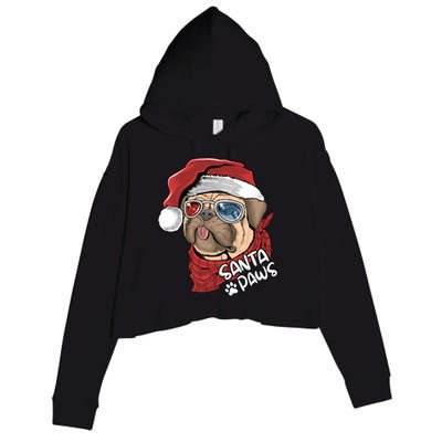 Santa Paws Pug Christmas Tee Kids Boys Xmas Funny Gift Pugmas Gift Crop Fleece Hoodie