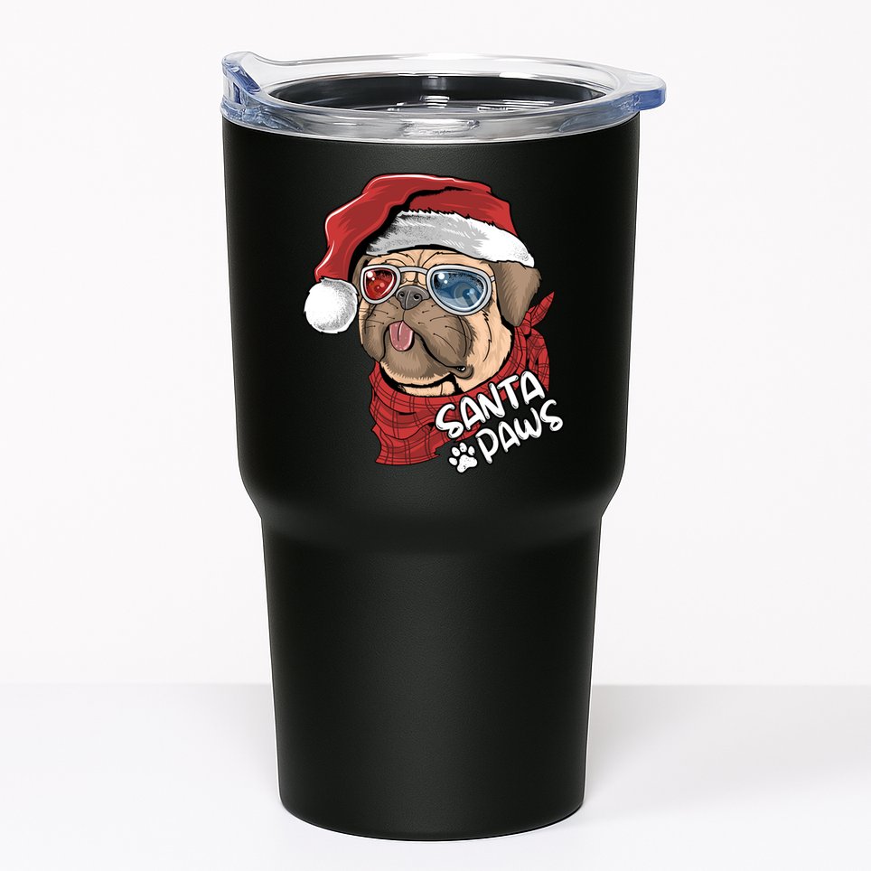 Santa Paws Pug Christmas Tee Kids Boys Xmas Funny Gift Pugmas Gift Tumbler