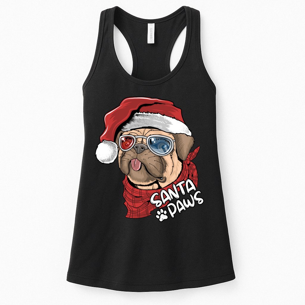 Santa Paws Pug Christmas Tee Kids Boys Xmas Funny Gift Pugmas Gift Womens Tank Top