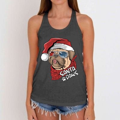 Santa Paws Pug Christmas Tee Kids Boys Xmas Funny Gift Pugmas Gift Women's Knotted Racerback Tank