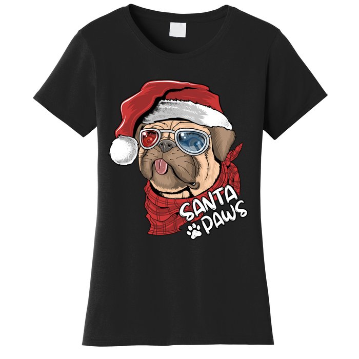 Santa Paws Pug Christmas Tee Kids Boys Xmas Funny Gift Pugmas Gift Women's T-Shirt