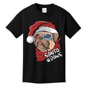 Santa Paws Pug Christmas Tee Kids Boys Xmas Funny Gift Pugmas Gift Kids T-Shirt