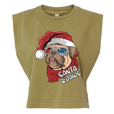 Santa Paws Pug Christmas Tee Kids Boys Xmas Funny Gift Pugmas Gift Garment-Dyed Women's Muscle Tee