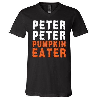 Scary Peter Peter Pumpkin Eater Halloween Costume Couple Funny Halloween Costume V-Neck T-Shirt