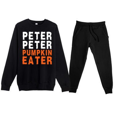 Scary Peter Peter Pumpkin Eater Halloween Costume Couple Funny Halloween Costume Premium Crewneck Sweatsuit Set