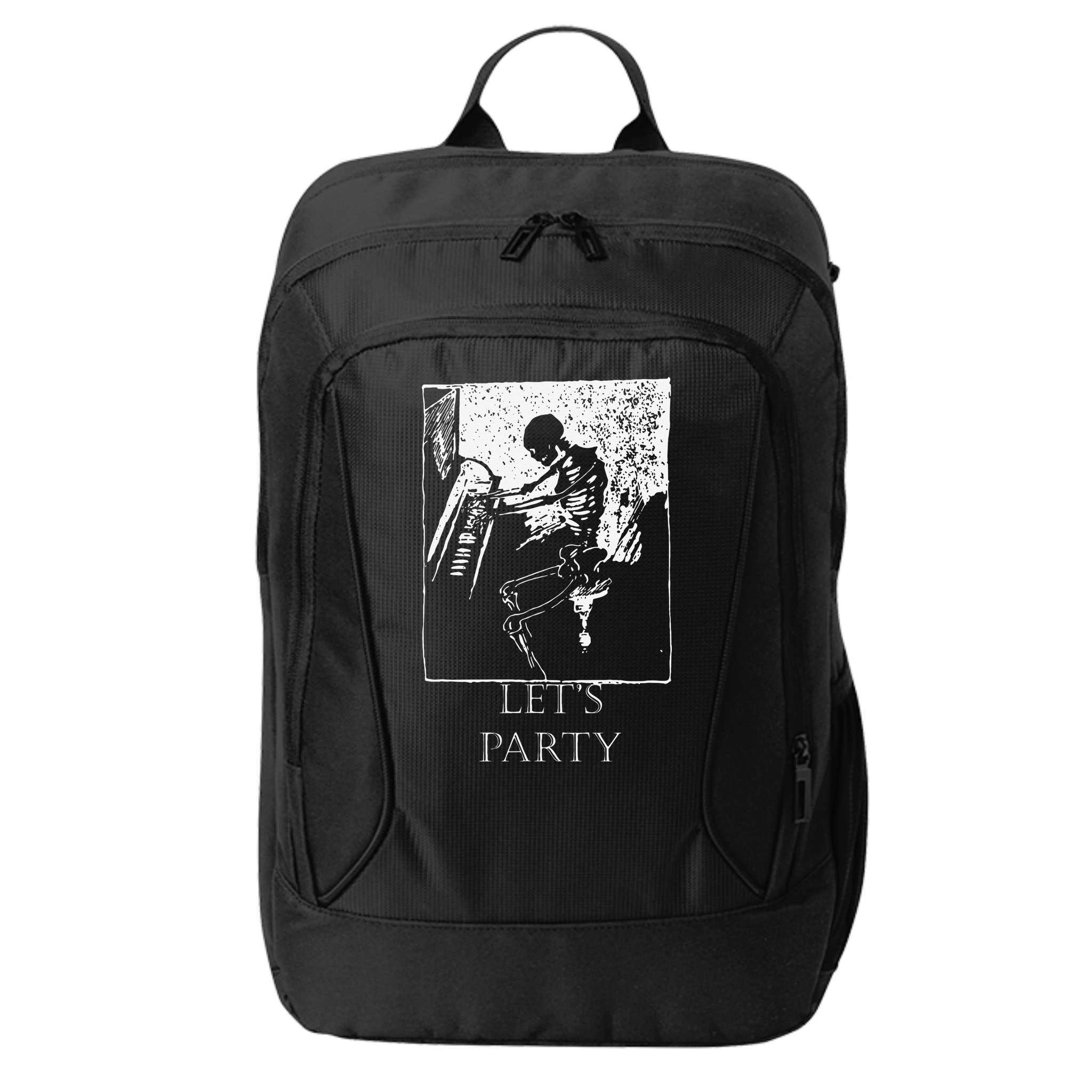 Skeleton Playing Piano Lets Party Halloween City Backpack