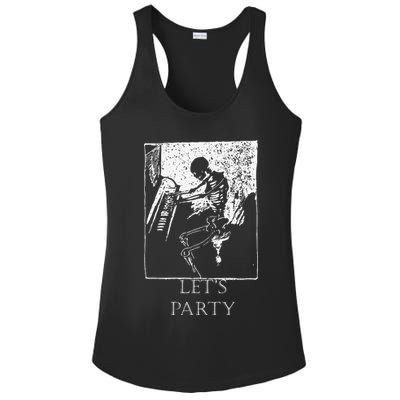 Skeleton Playing Piano Lets Party Halloween Ladies PosiCharge Competitor Racerback Tank