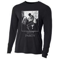 Skeleton Playing Piano Lets Party Halloween Cooling Performance Long Sleeve Crew