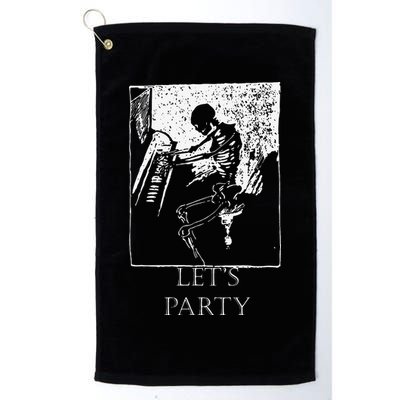 Skeleton Playing Piano Lets Party Halloween Golf Towel