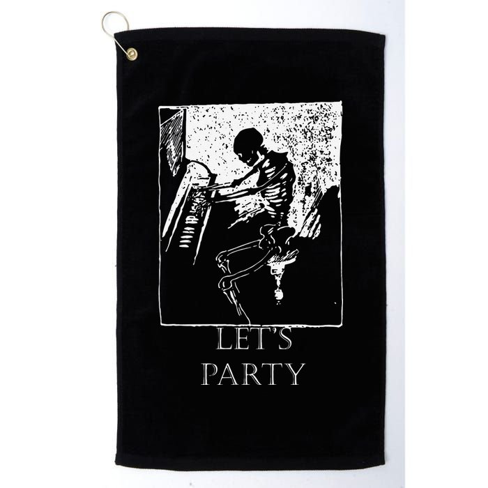 Skeleton Playing Piano Lets Party Halloween Golf Towel