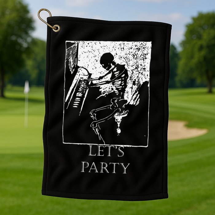 Skeleton Playing Piano Lets Party Halloween Golf Towel
