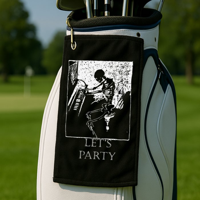 Skeleton Playing Piano Lets Party Halloween Golf Towel