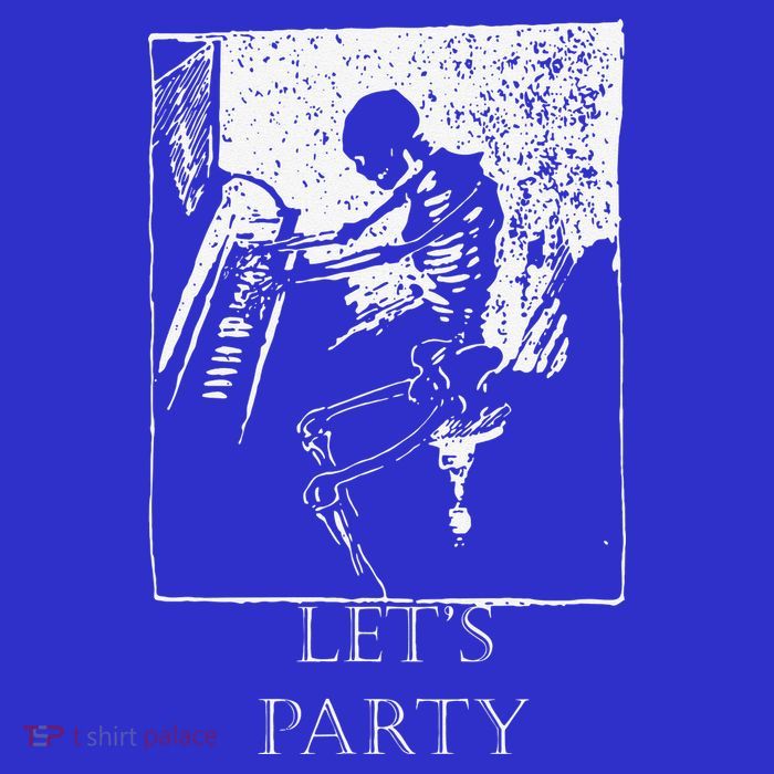 Skeleton Playing Piano Lets Party Halloween Poster