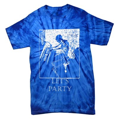 Skeleton Playing Piano Lets Party Halloween Tie-Dye T-Shirt