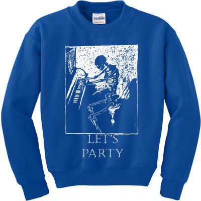 Skeleton Playing Piano Lets Party Halloween Kids Sweatshirt