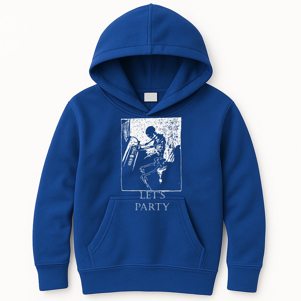 Skeleton Playing Piano Lets Party Halloween Kids Hoodie
