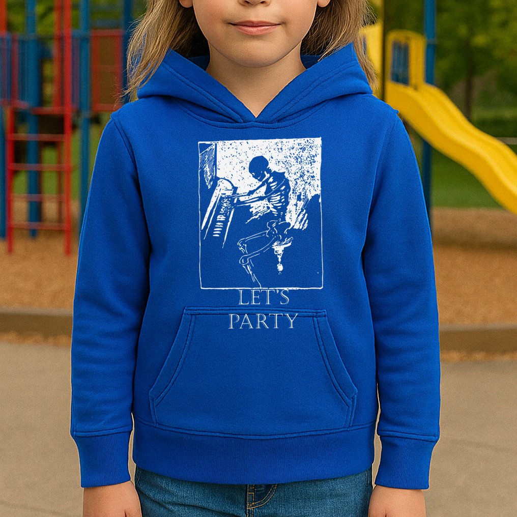 Skeleton Playing Piano Lets Party Halloween Kids Hoodie