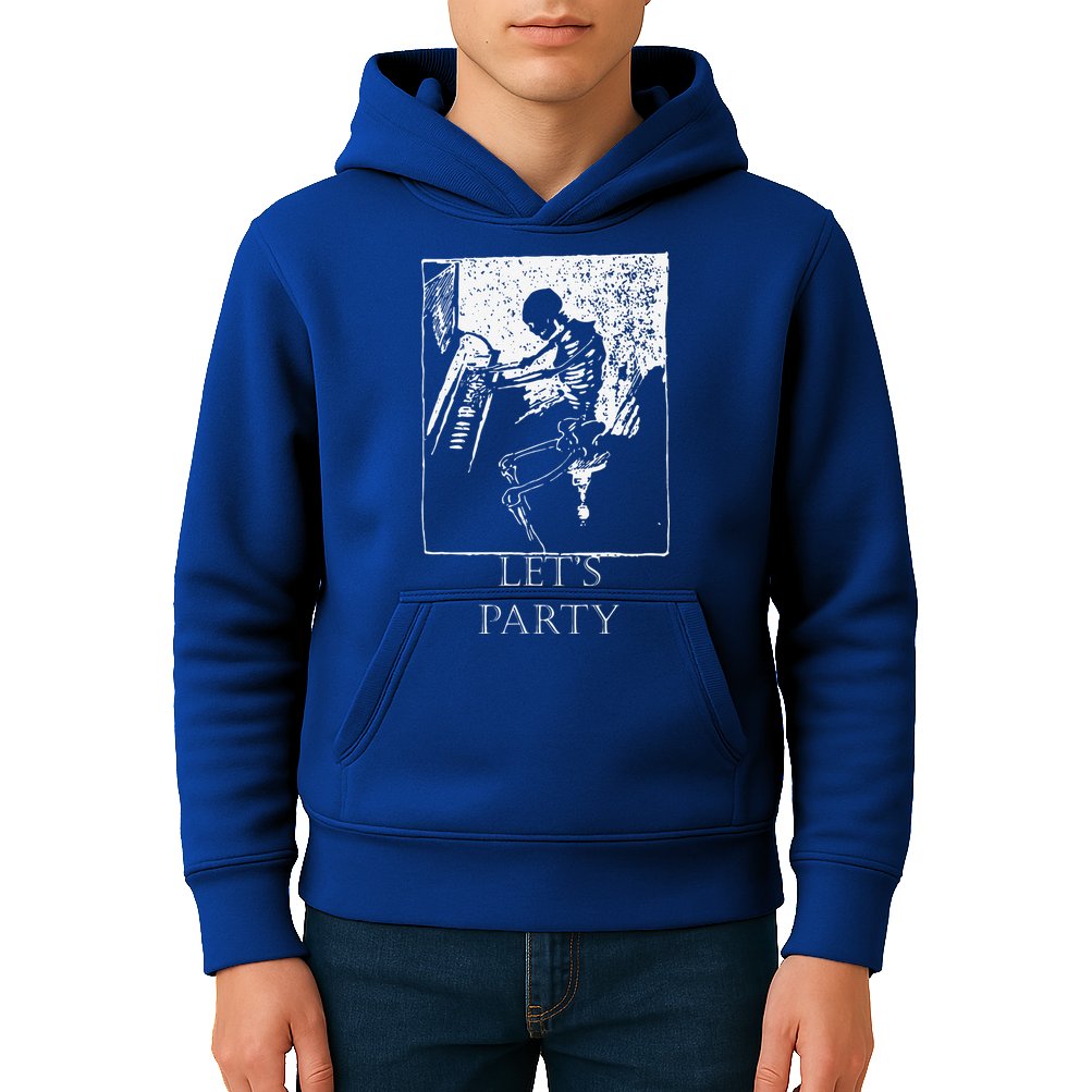 Skeleton Playing Piano Lets Party Halloween Kids Hoodie