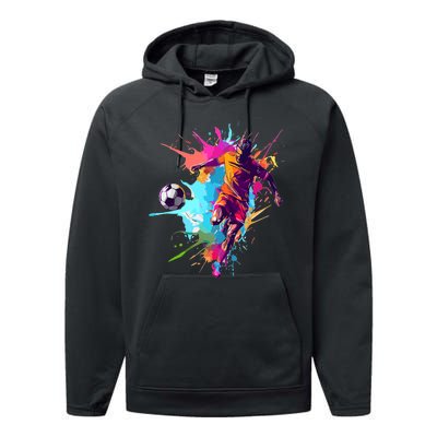 Soccer Player Paint Splash Performance Fleece Hoodie