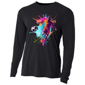 Soccer Player Paint Splash Cooling Performance Long Sleeve Crew