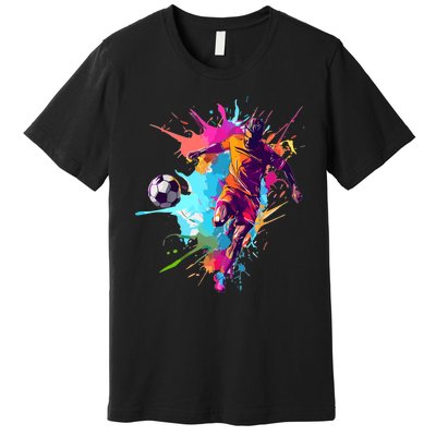 Soccer Player Paint Splash Premium T-Shirt