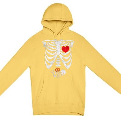 Skeleton Pregnancy Pregnant Baby Halloween Costume Mom Funny Premium Pullover Hoodie